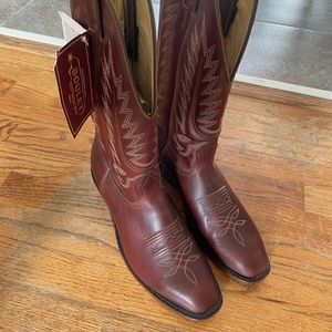 Boulet Mens Cowboy Boots - Size 9 - Cognac - Style 8288 - New w/o Box